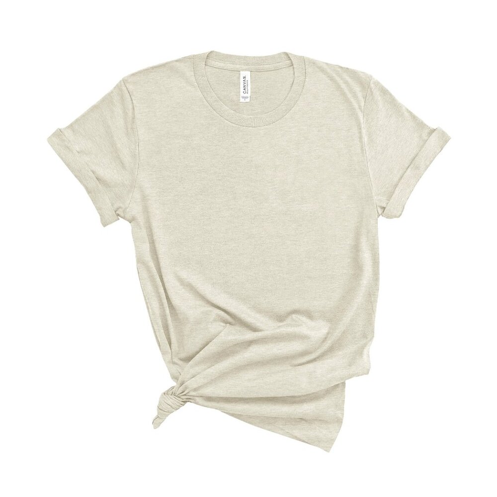 Bella + Canvas 3001CVC Unisex Jersey Tee. Heather Prism Natural Color.